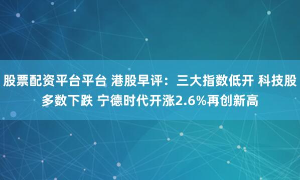 股票配资平台平台 港股早评：三大指数低开 科技股多数下跌 宁德时代开涨2.6%再创新高